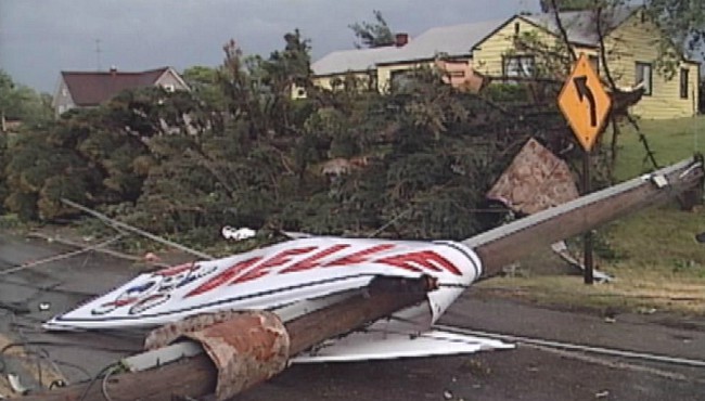 A file image shows damage in the Alpine Avenue area caused by the 1998 derecho.