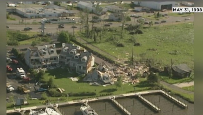 A file image shows damage in Spring Lake caused by the 1998 derecho.