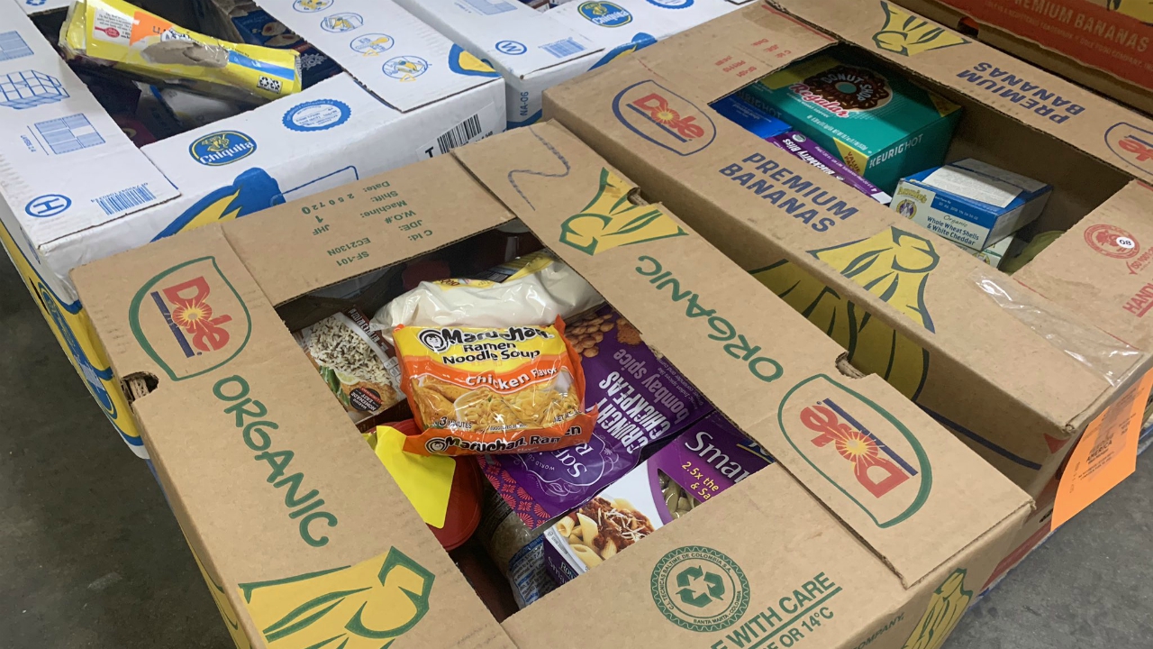 Food for a giveaway organized by the NAACP of Greater Grand Rapids and Feeding America West Michigan. (Sept. 10, 2020)