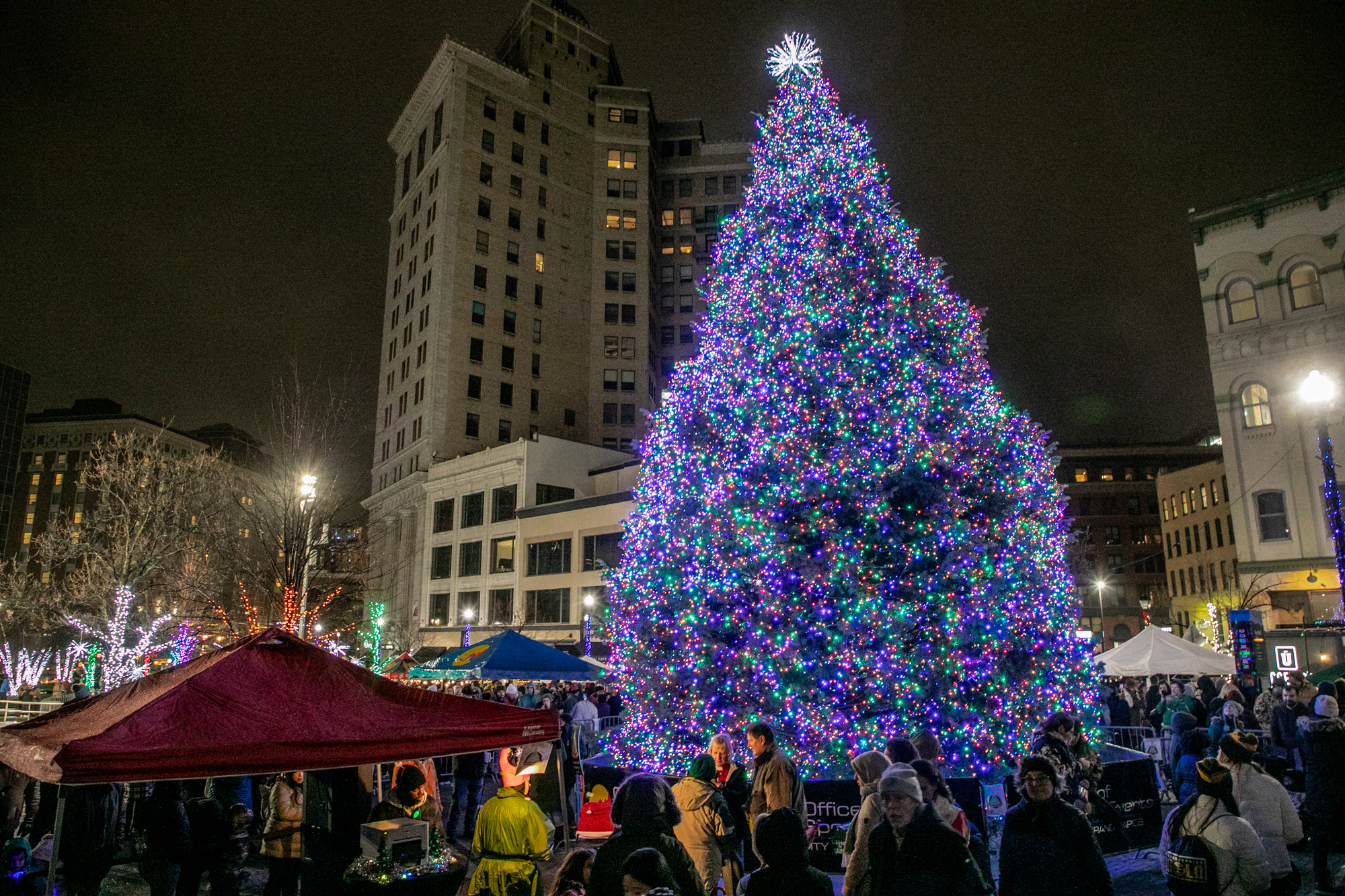 Grand Rapids celebrated the holidays with its annual Christmas tree lighting on Dec. 1, 2023. (Michael Buck/WOODTV8)