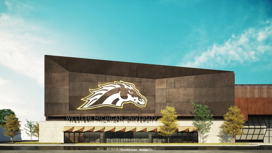 Renderings released in January 2024 of the planned Kalamazoo event center. (Courtesy of Catalyst)
