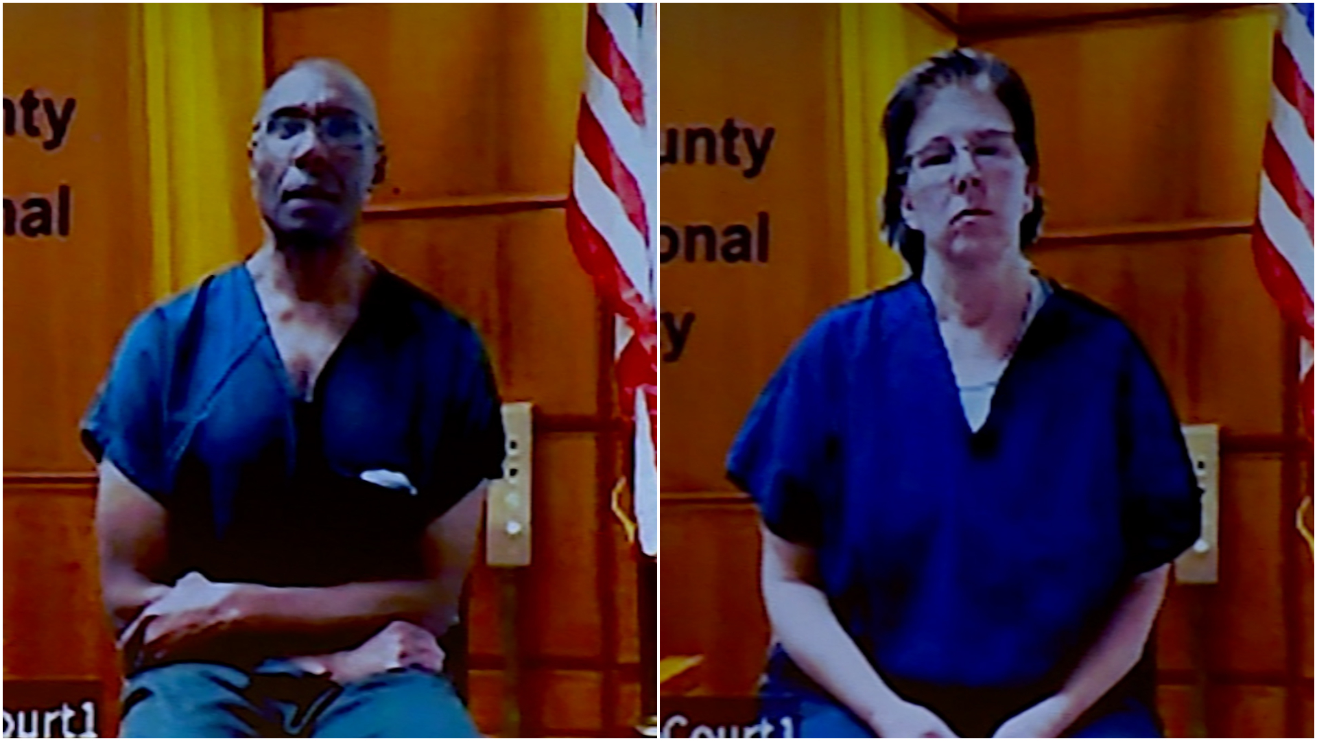 Alan and Kris Jones appear in court via video for arraignment on Feb. 23, 2024.