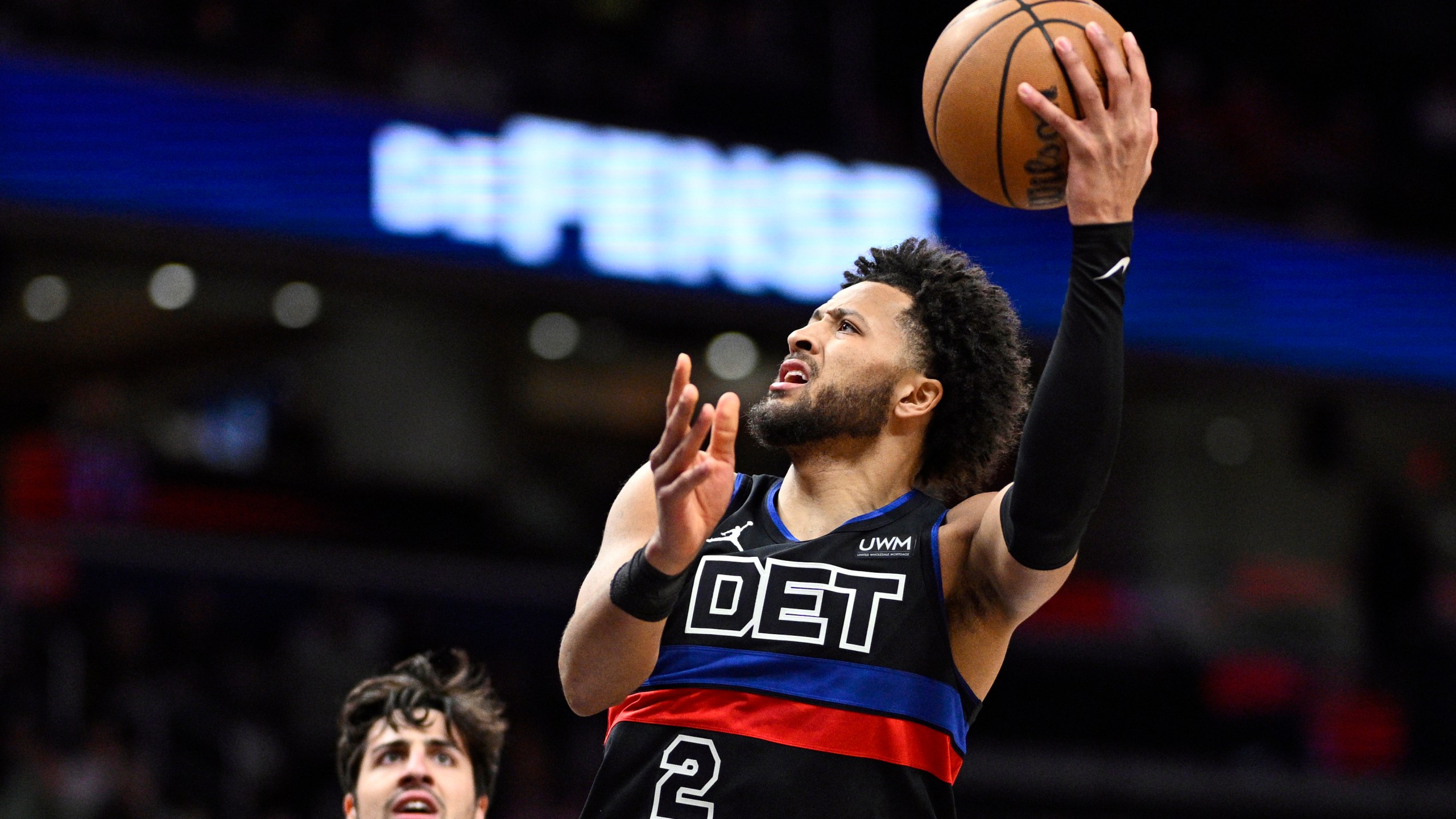 FILE - Detroit Pistons guard Cade Cunningham (2) in action during the first half of an NBA basketball game against the Washington Wizards, Friday, March 29, 2024, in Washington. (AP Photo/Nick Wass, File)
