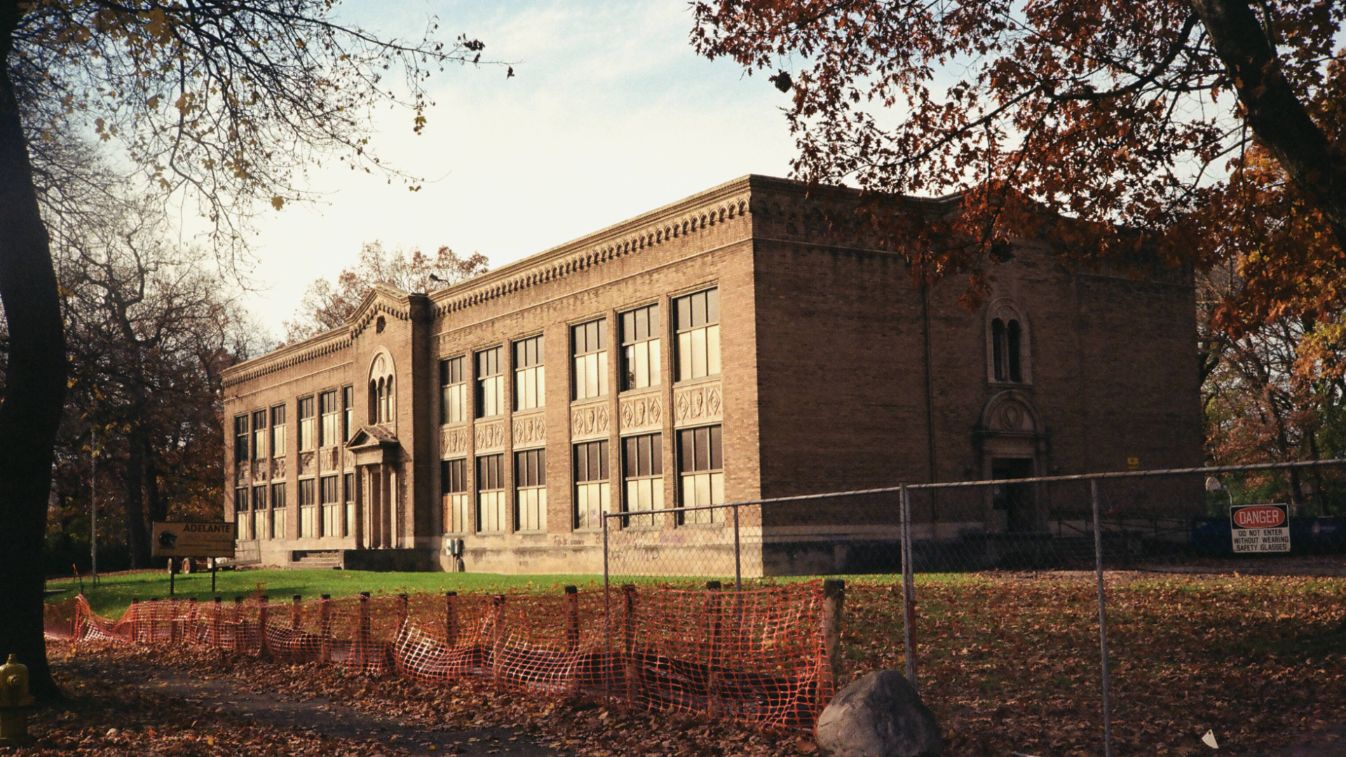 A photo by artist Zachary Trebellas shows Grand Rapids' old Kensington School building in the beginning stages of demolition. (Courtesy Zachary Trebellas)