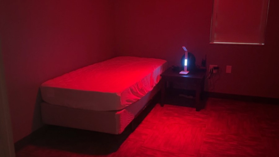 A red light goes on at the bunks at Wyoming Fire Station 2 when a call comes in. (Sept. 17, 2024)
