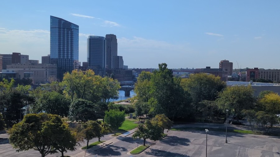 The site near the old Charley's Crab in along the Grand River in Grand Rapids targeted for redevelopment. (Sept. 19, 2024)
