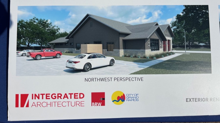 A rendering of the Grand Rapids fire station at the site of the Kendall Street Fire Station. (Sept. 17, 2024)