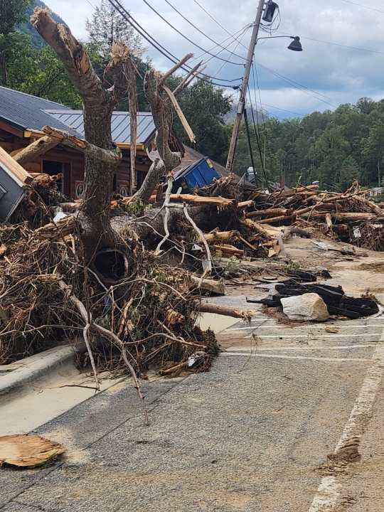 Destruction left behind by Hurricane Helene in North Carolina. (Courtesy Michigan Task Force 1)