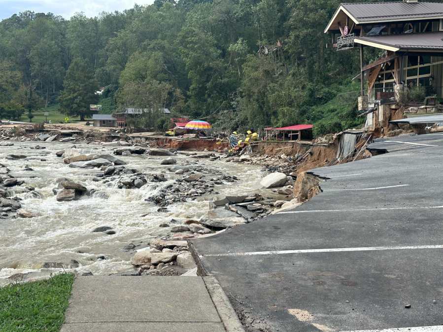 Destruction left behind by Hurricane Helene in North Carolina. (Courtesy Michigan Task Force 1)