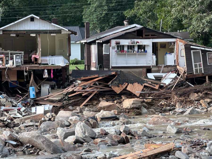 Destruction left behind by Hurricane Helene in North Carolina. (Courtesy Michigan Task Force 1)