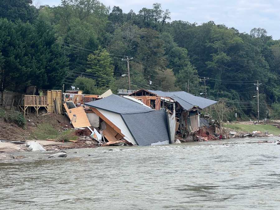Destruction left behind by Hurricane Helene in North Carolina. (Courtesy Michigan Task Force 1)