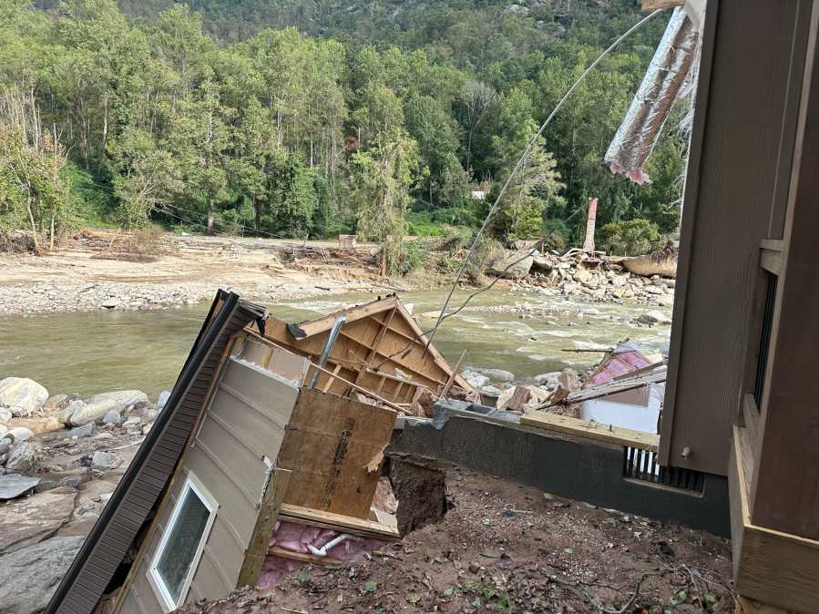 Destruction left behind by Hurricane Helene in North Carolina. (Courtesy Michigan Task Force 1)