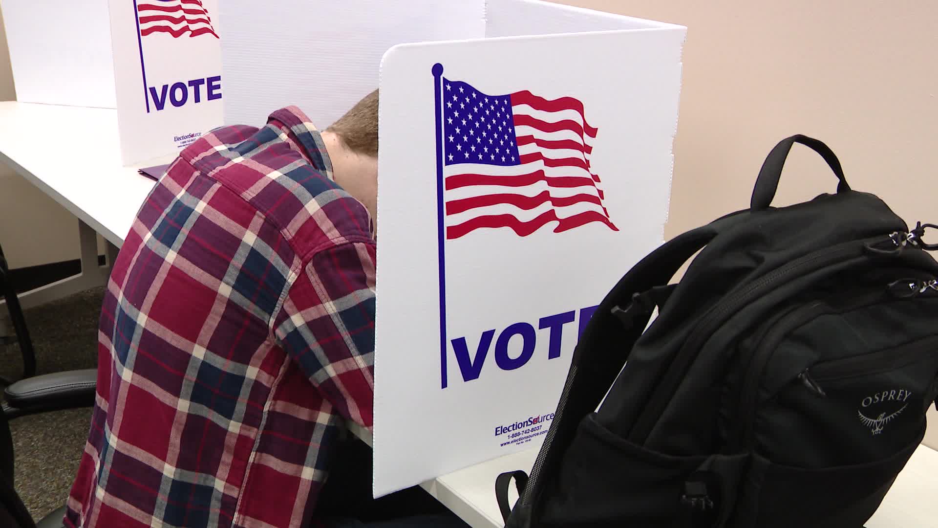 A Calvin University student at the Grand Rapids city clerk's office on Oct. 17, 2024.