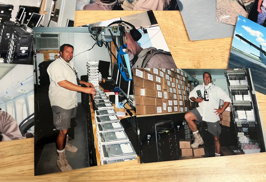 Undated photos of Consolidated Resource Imaging CEO and founder Nathan Crawford working with hard drives.