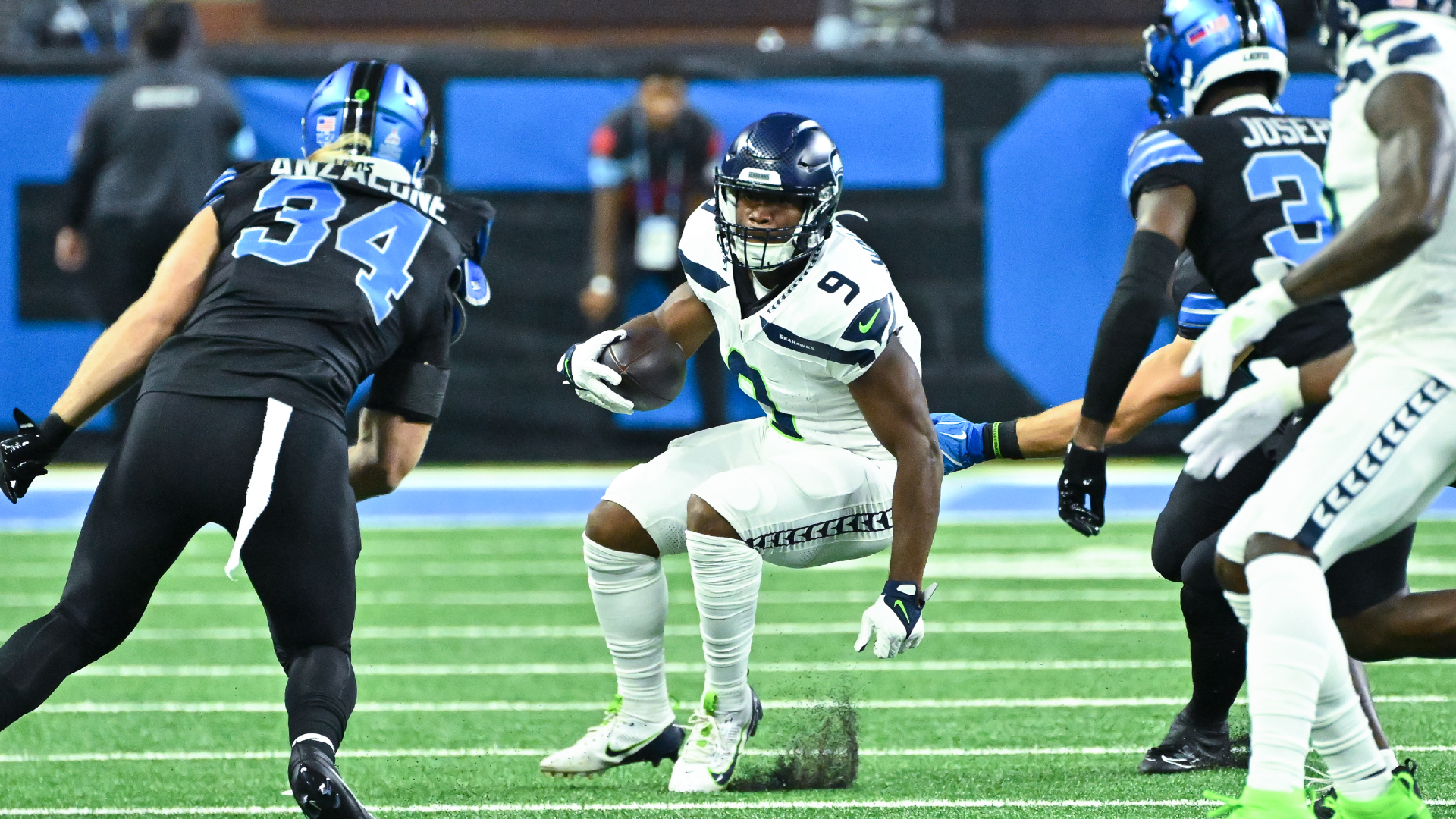 Seattle's Kenneth Walker III, a former Michigan State Spartan, finished with 116 all-purpose yards and three touchdowns in Monday night's 42-29 loss to the Detroit Lions. (Getty Images)