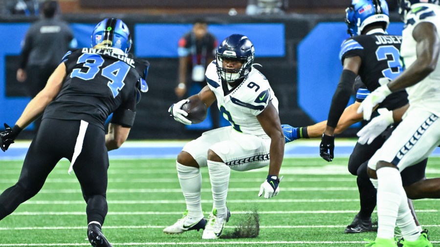 Seattle's Kenneth Walker III, a former Michigan State Spartan, finished with 116 all-purpose yards and three touchdowns in Monday night's 42-29 loss to the Detroit Lions. (Getty Images)