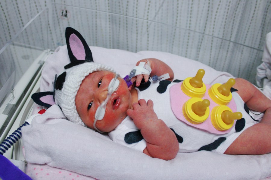 Nurses at Trinity Health Grand Rapids got their NICU patients ready for Halloween. (Courtesy Trinity Health)