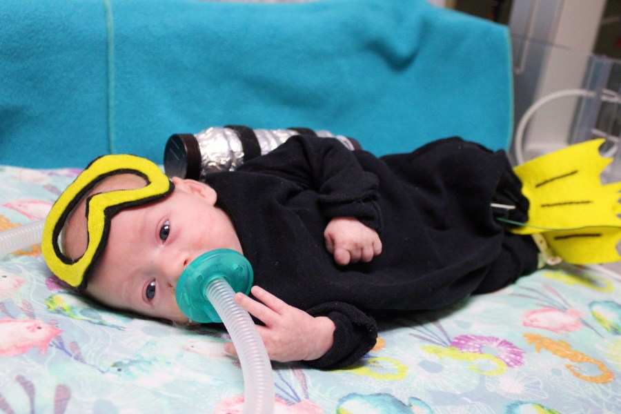 Nurses at Trinity Health Grand Rapids got their NICU patients ready for Halloween. (Courtesy Trinity Health)