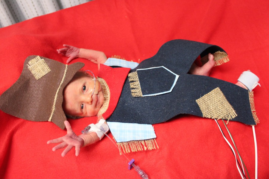 Nurses at Trinity Health Grand Rapids got their NICU patients ready for Halloween. (Courtesy Trinity Health)