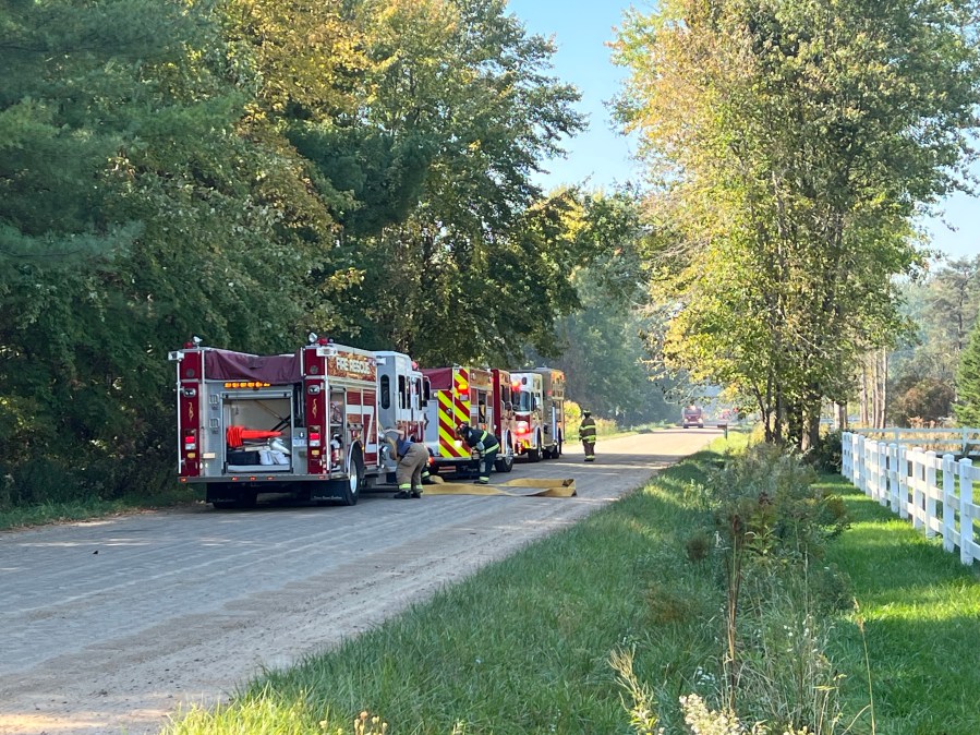 The scene of a fire in Blendon Township on Oct. 6, 2024.