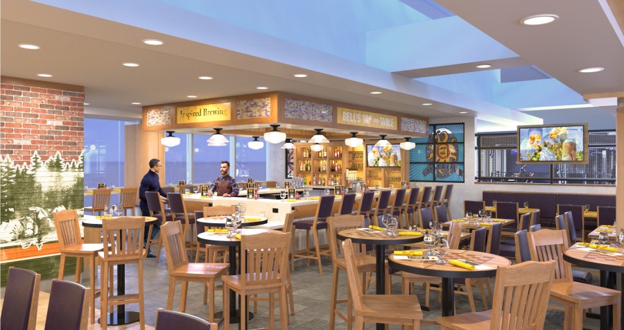 A rendering of the Bell's Brewery location set to open inside the Gerald R. Ford International Airport. (Courtesy Gerald R. Ford International Airport)