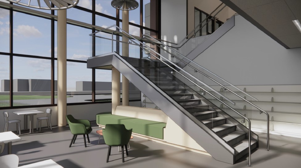 A courtesy rendering of a new library to be built next to Walker City Hall on Remembrance Road.
