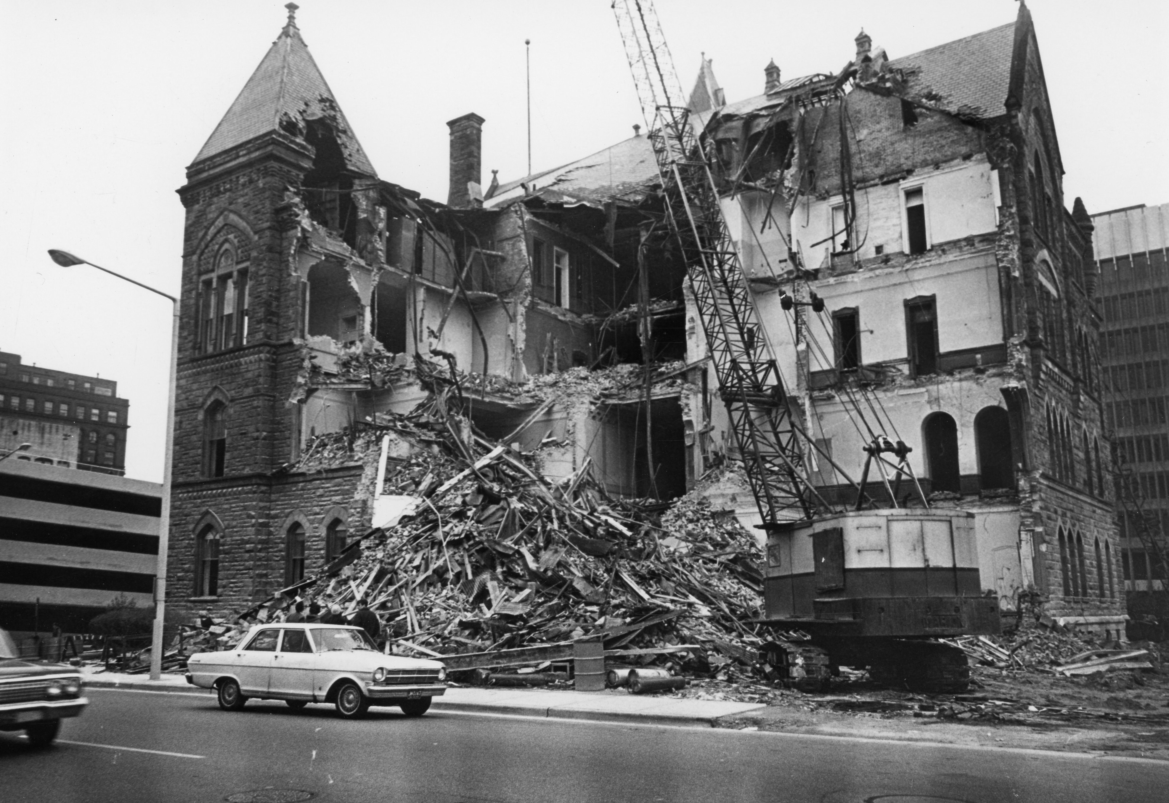 The demolition of the old Grand Rapids City Hall in 1969. (Courtesy Grand Rapids Public Museum)