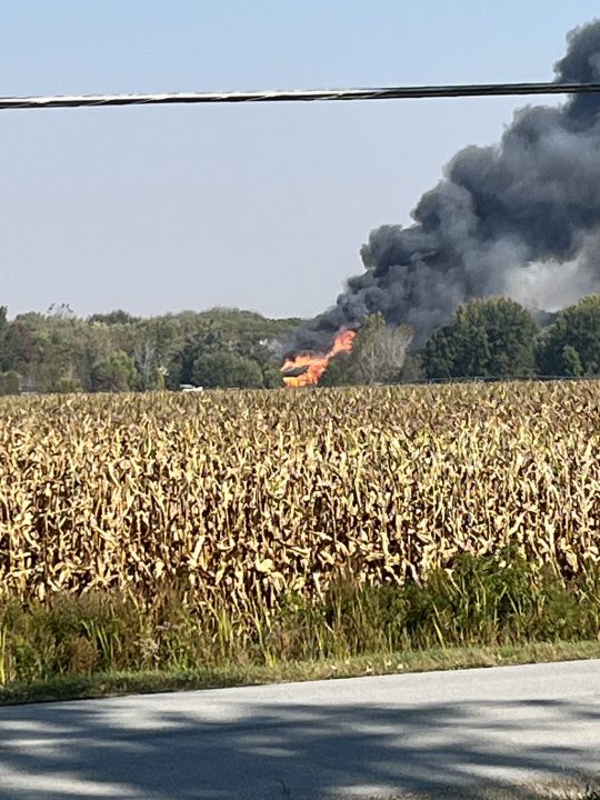 The start of the fire in Blendon Township around 12:50 p.m. (Courtesy Derek deJong)