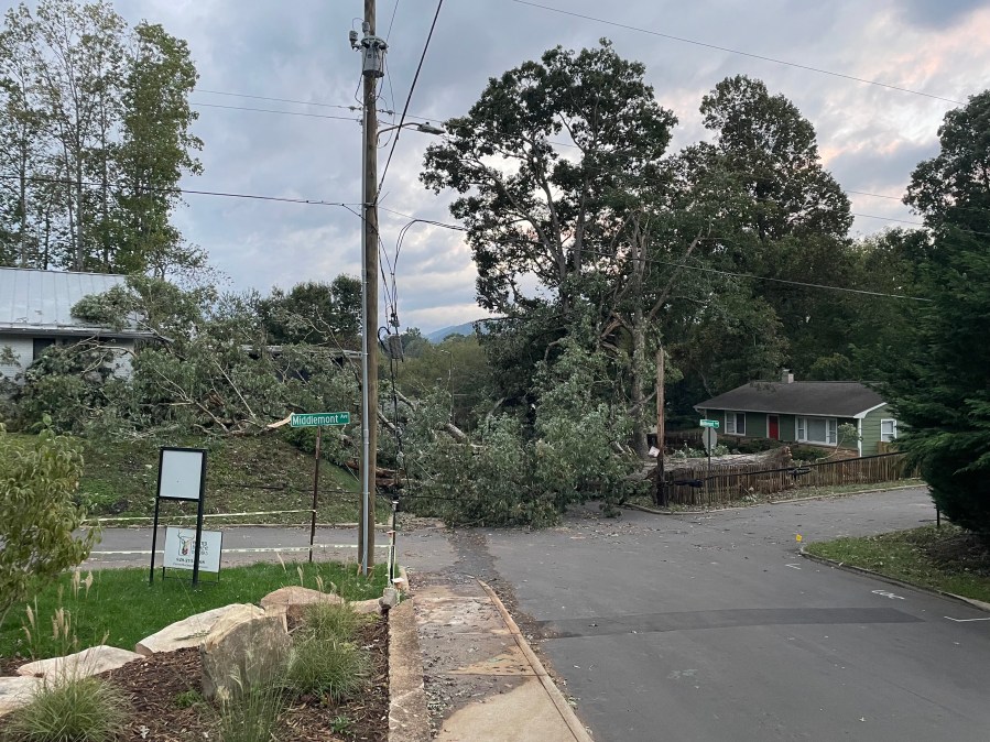 Damage in Lane Essex's neighborhood after Hurricane Helene on Sept. 28, 2024. (Courtesy)