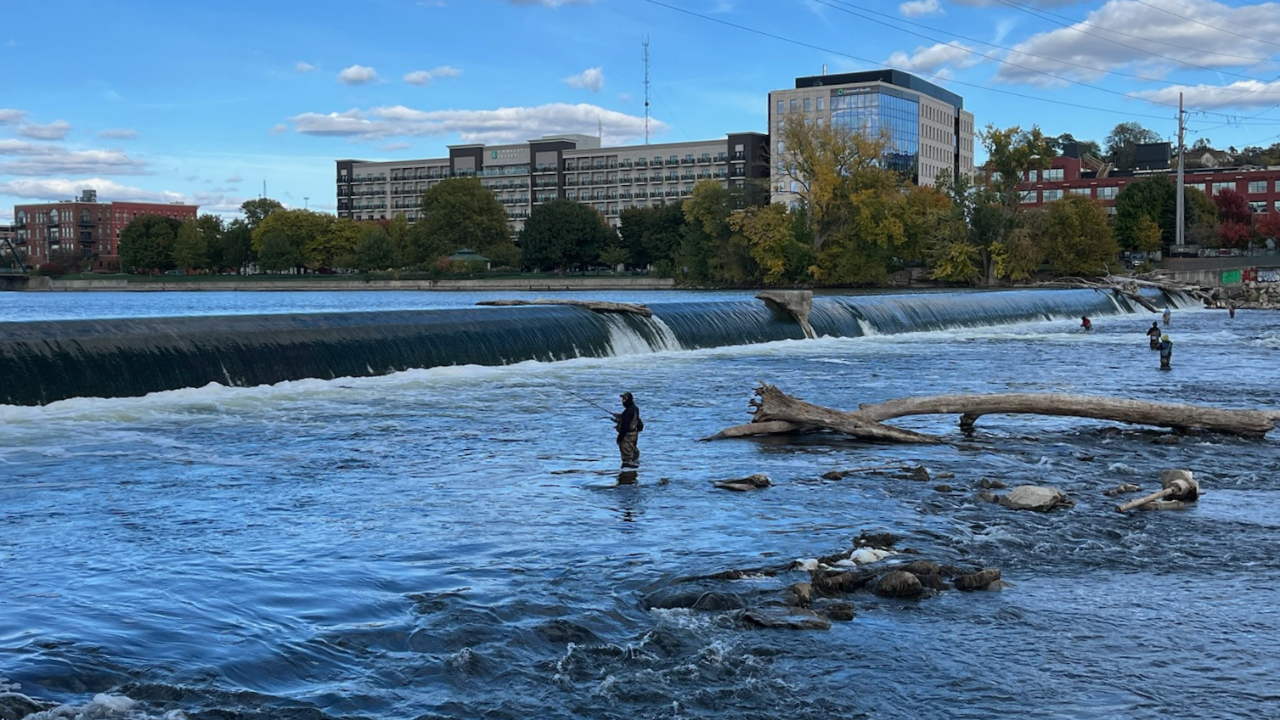 The Grand River in Grand Rapids on Oct. 16, 2024.
