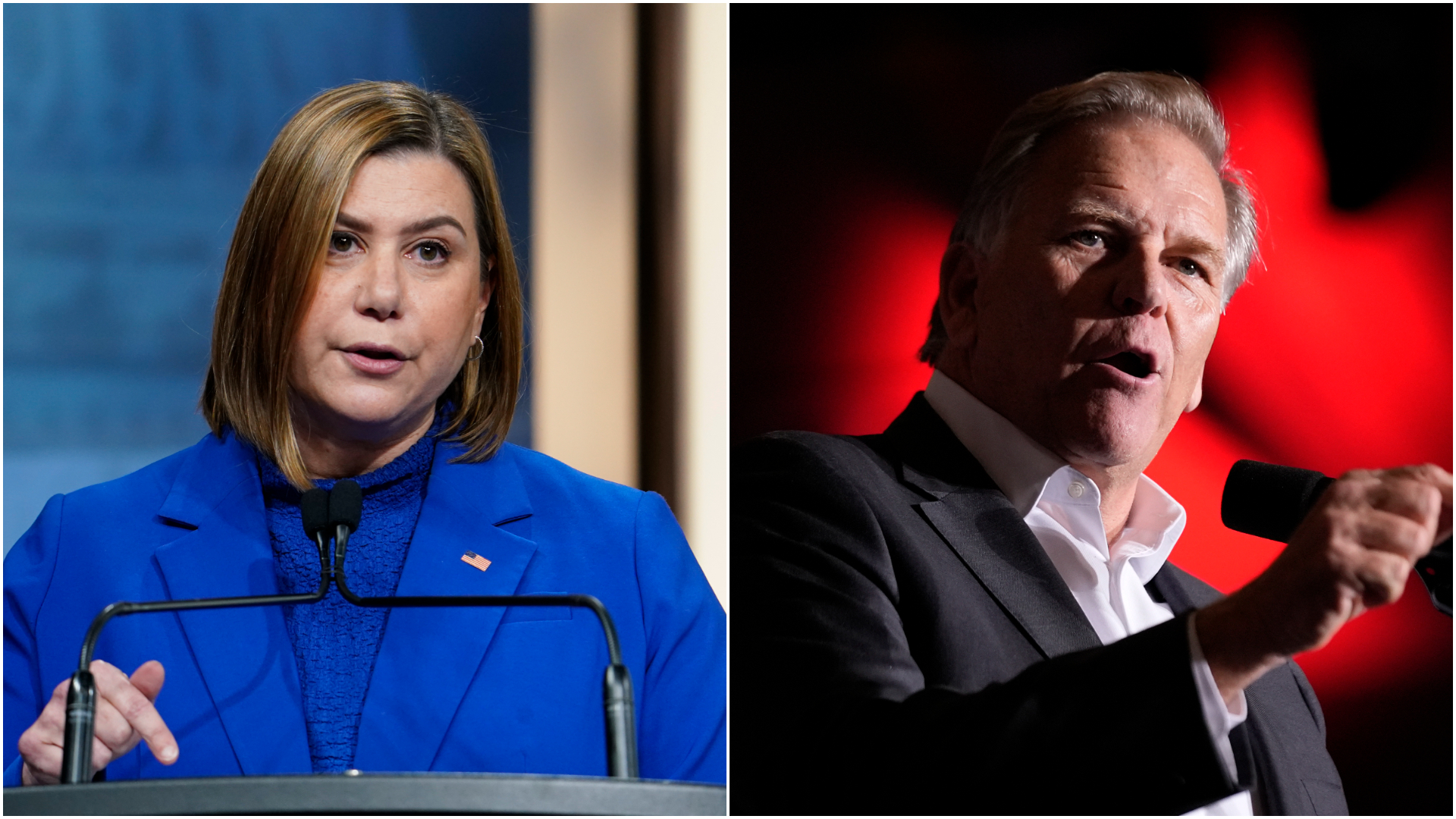U.S. Rep. Elissa Slotkin, D-Holly and former representative Mike Rogers. (Courtesy The Associated Press)
