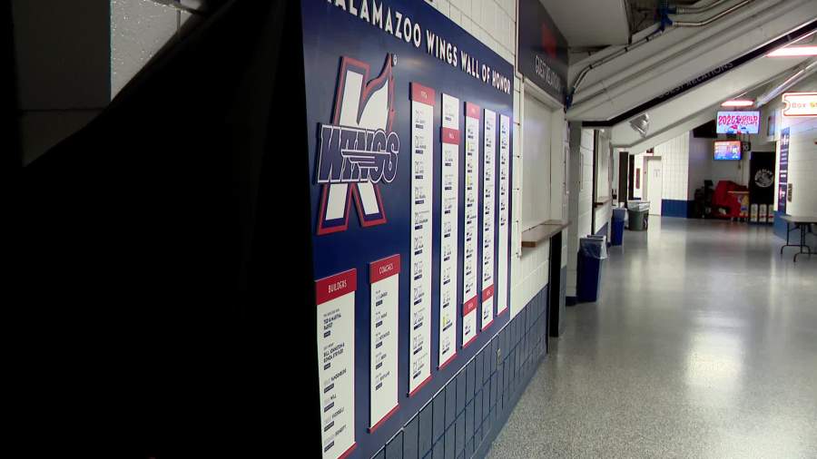 The K-Wings unveil their new Wall of Honor at the Wings Event Center on Oct. 1, 2024.