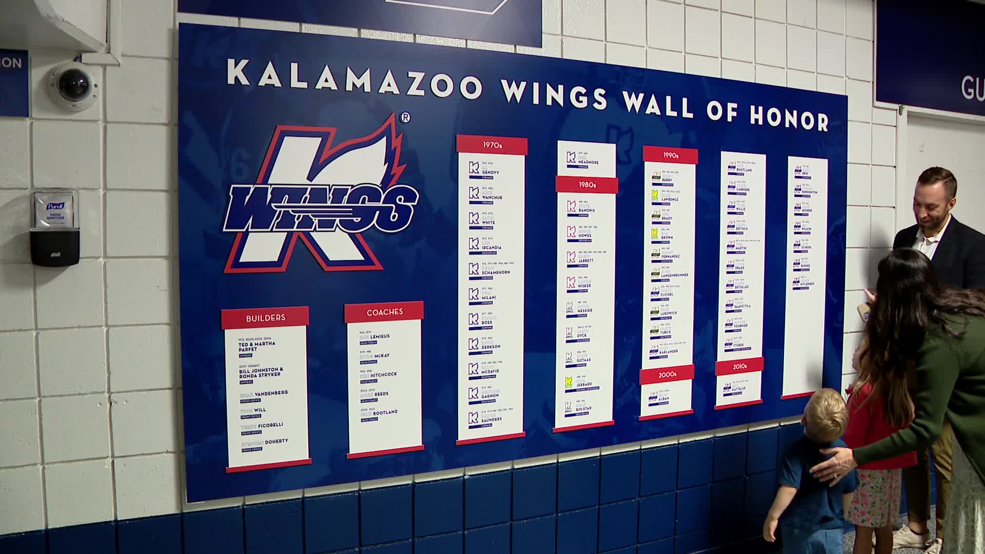 The K-Wings unveil their new Wall of Honor at the Wings Event Center on Oct. 1, 2024.