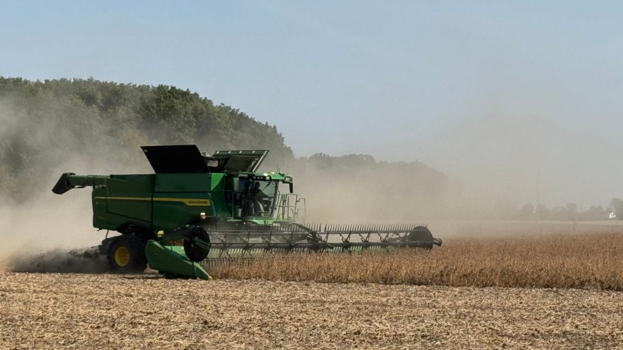 Sandborn Farms harvests soybeans near Portland on Oct. 3, 2024.
