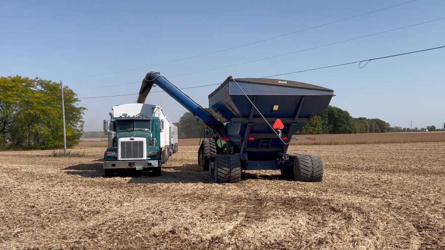Sandborn Farms harvests soybeans near Portland on Oct. 3, 2024.