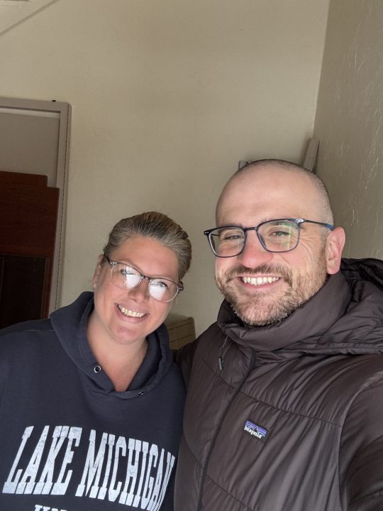 Mark Micheli with the woman who reunited him with the stolen Christmas tree. (Courtesy Mark Micheli)
