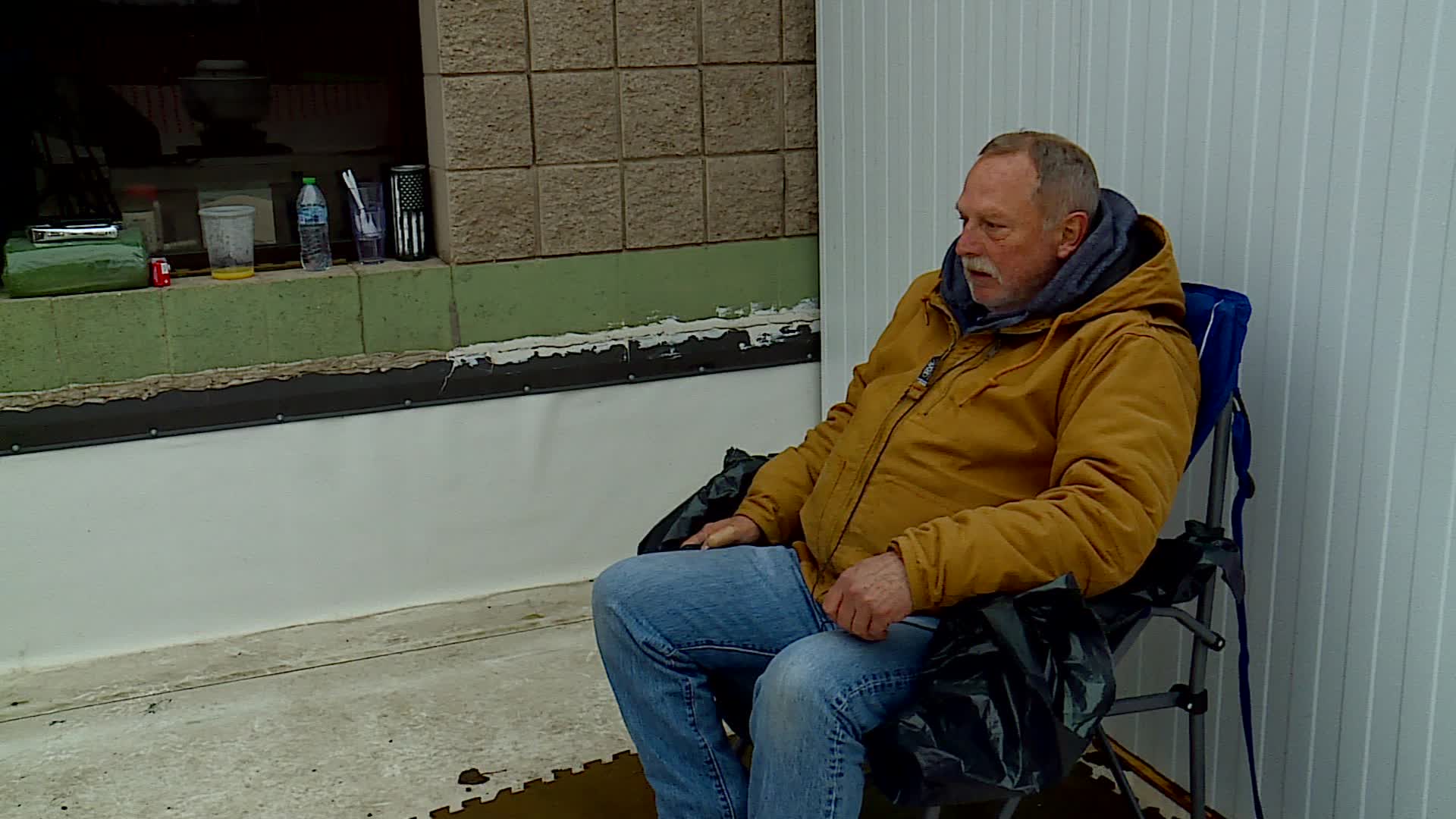 Exodus Place Facilities Manager Chip Kroblan sitting on the roof to help raise over $800,000 for the nonprofit. (Nov. 14, 2024)