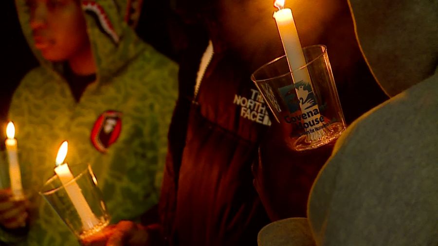 Covenant House Grand Rapids holds a candlelight vigil on Nov. 21, 2024.