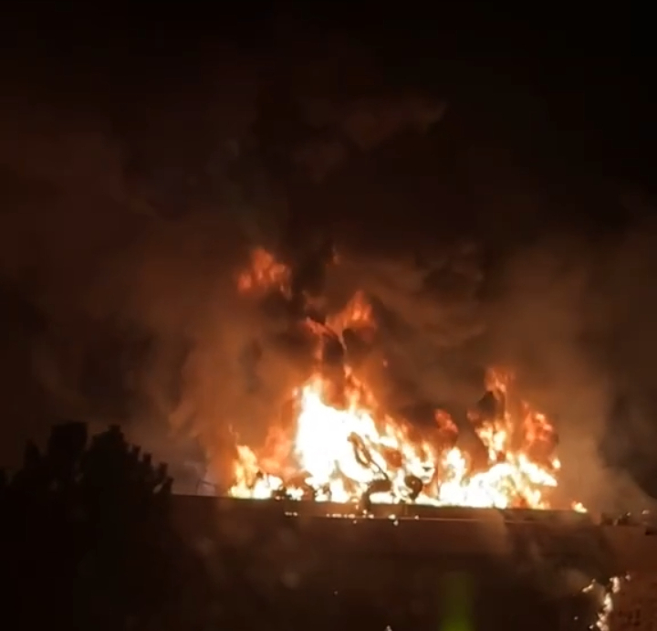 The scene of a large fire following a crash on I-96 at M-52 near Webberville on Nov. 2, 2024. (Courtesy)