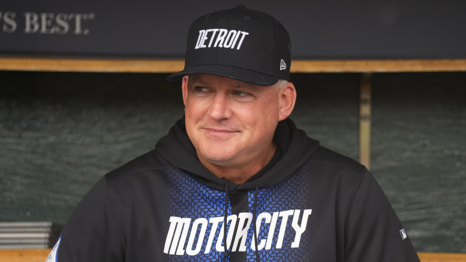 Detroit Tigers Manager A.J. Hinch sits in the dugout ahead of a game against the Milwaukee Brewers on June 7, 2024, at Comerica Park. (Getty Images)
