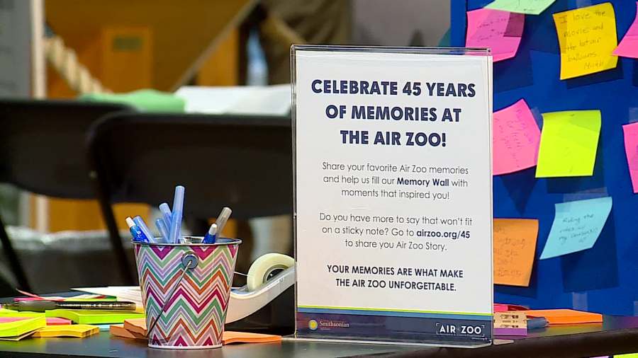 A paper airplane contest was held at the Air Zoo Aerospace and Science Museum's 45th anniversary party. (Nov. 16, 2024)