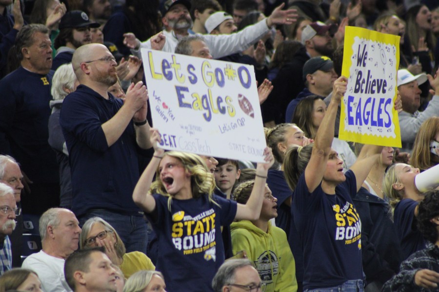 Hudsonville lost the Division 1 state championship game against Cass Tech on Nov. 30, 2024. (Dean Holzwarth/WOOD TV8)