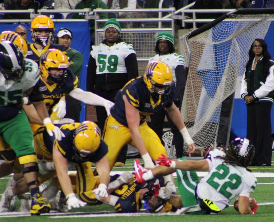 Hudsonville lost the Division 1 state championship game against Cass Tech on Nov. 30, 2024. (Dean Holzwarth/WOOD TV8)