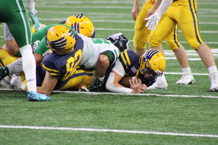 Hudsonville lost the Division 1 state championship game against Cass Tech on Nov. 30, 2024. (Dean Holzwarth/WOOD TV8)