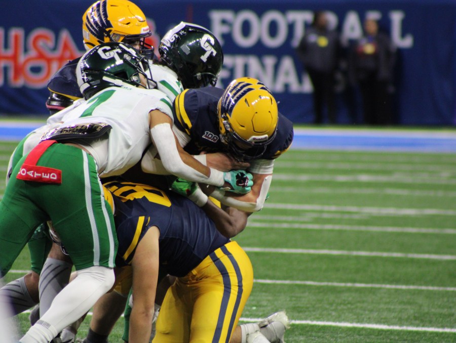 Hudsonville lost the Division 1 state championship game against Cass Tech on Nov. 30, 2024. (Dean Holzwarth/WOOD TV8)