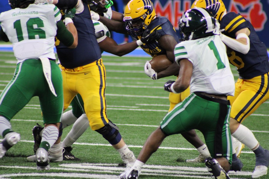 Hudsonville lost the Division 1 state championship game against Cass Tech on Nov. 30, 2024. (Dean Holzwarth/WOOD TV8)