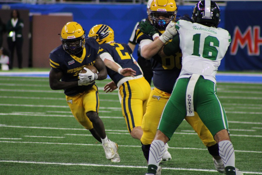 Hudsonville lost the Division 1 state championship game against Cass Tech on Nov. 30, 2024. (Dean Holzwarth/WOOD TV8)