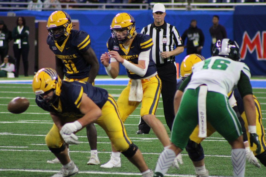 Hudsonville lost the Division 1 state championship game against Cass Tech on Nov. 30, 2024. (Dean Holzwarth/WOOD TV8)