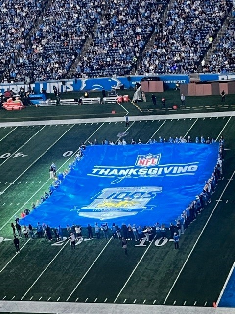 Ford Field for the Lions vs. Bears game on Thanksgiving Day, Nov. 28, 2024. (Dean Holzwarth/WOOD TV8)