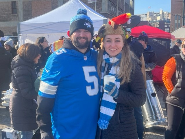 Fans at Ford Field for the Lions vs. Bears game on Thanksgiving Day, Nov. 28, 2024. (Dean Holzwarth/WOOD TV8)